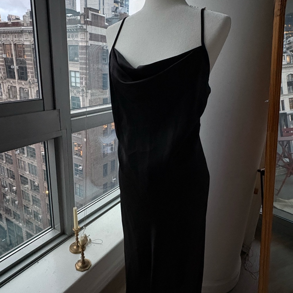 Bebe Vintage Black Slip Dress with Cowl Neck